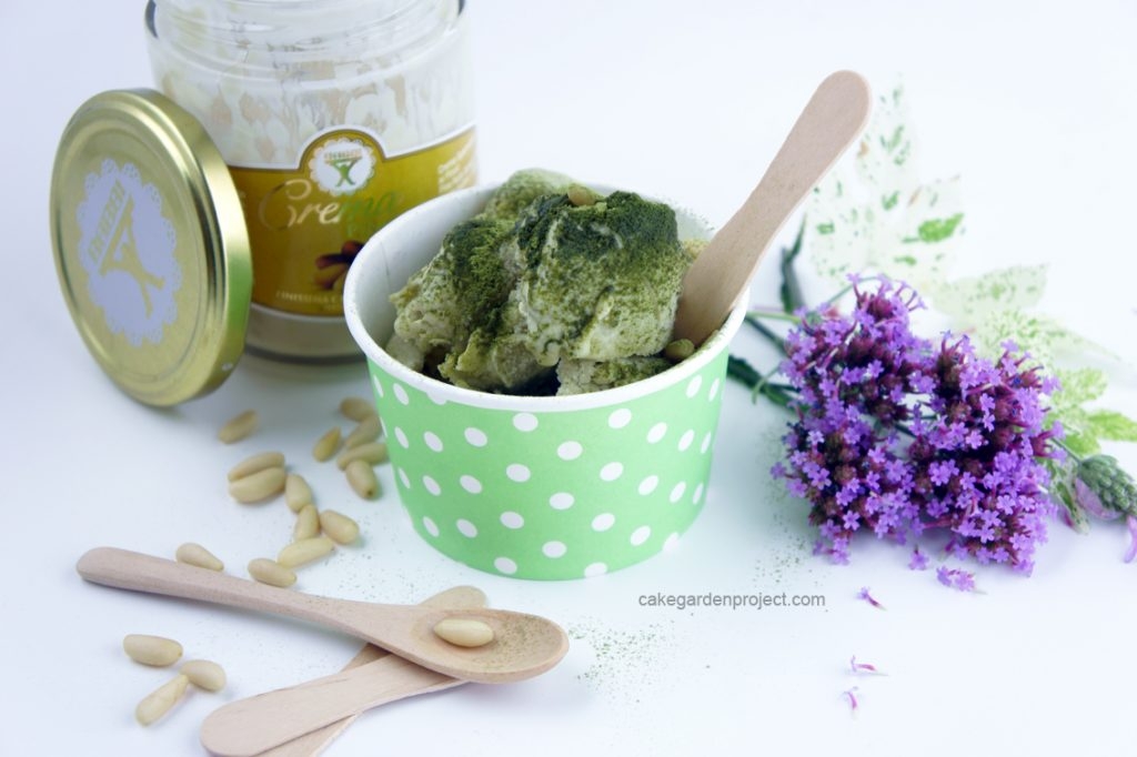 Gelato al Te Matcha e Crema Pinoli Babbi